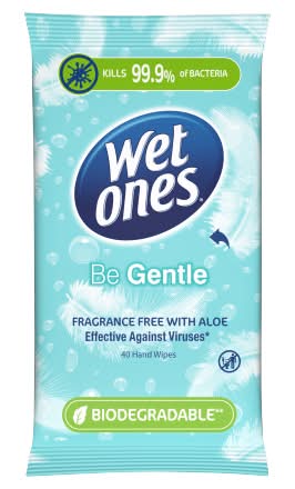 Wet Ones Be Gentle Biodegradable Antibacterial Hand Wipes (40 pack)