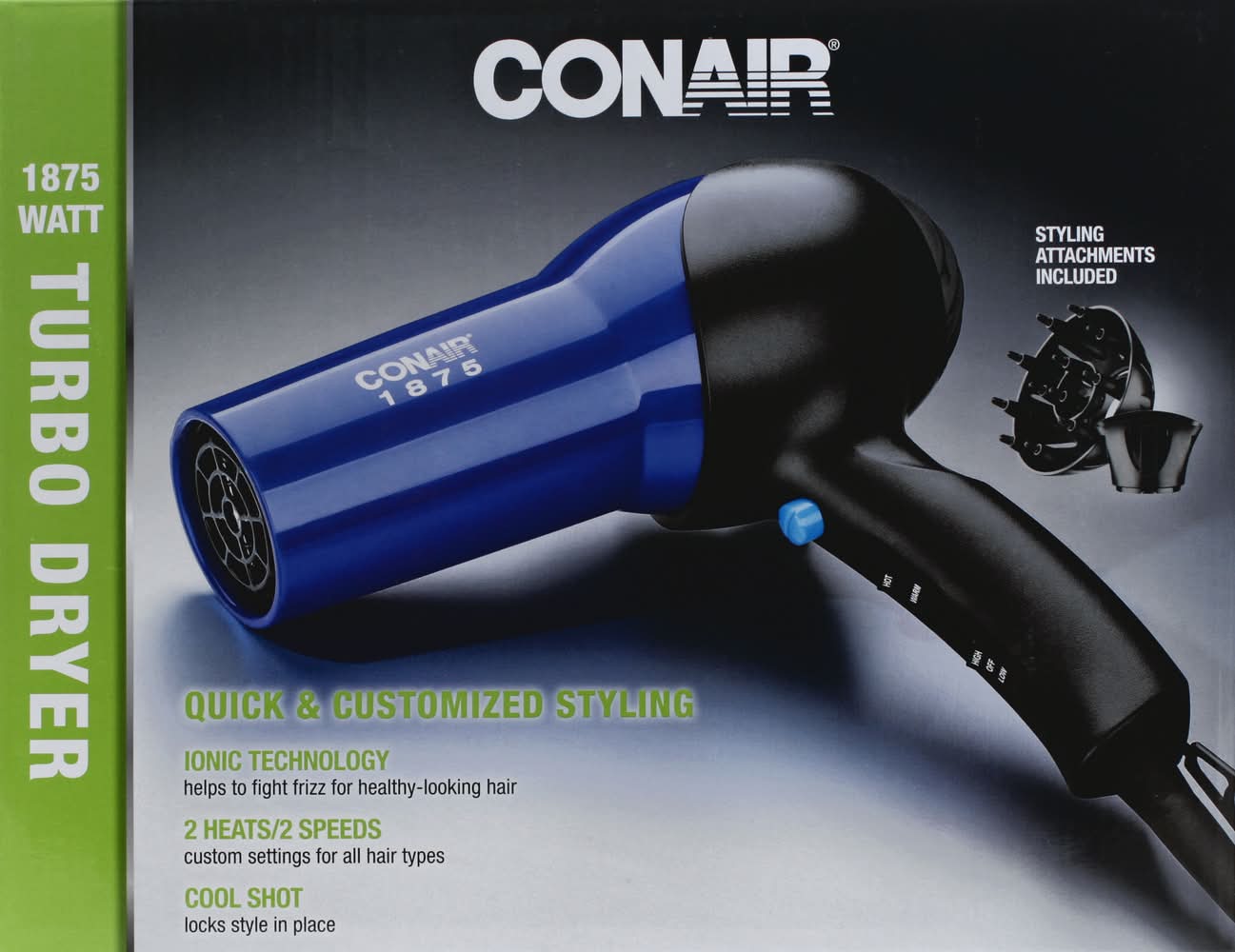 Conair 1875 Watt Turbo Dryer, Blue (1.96 lbs)