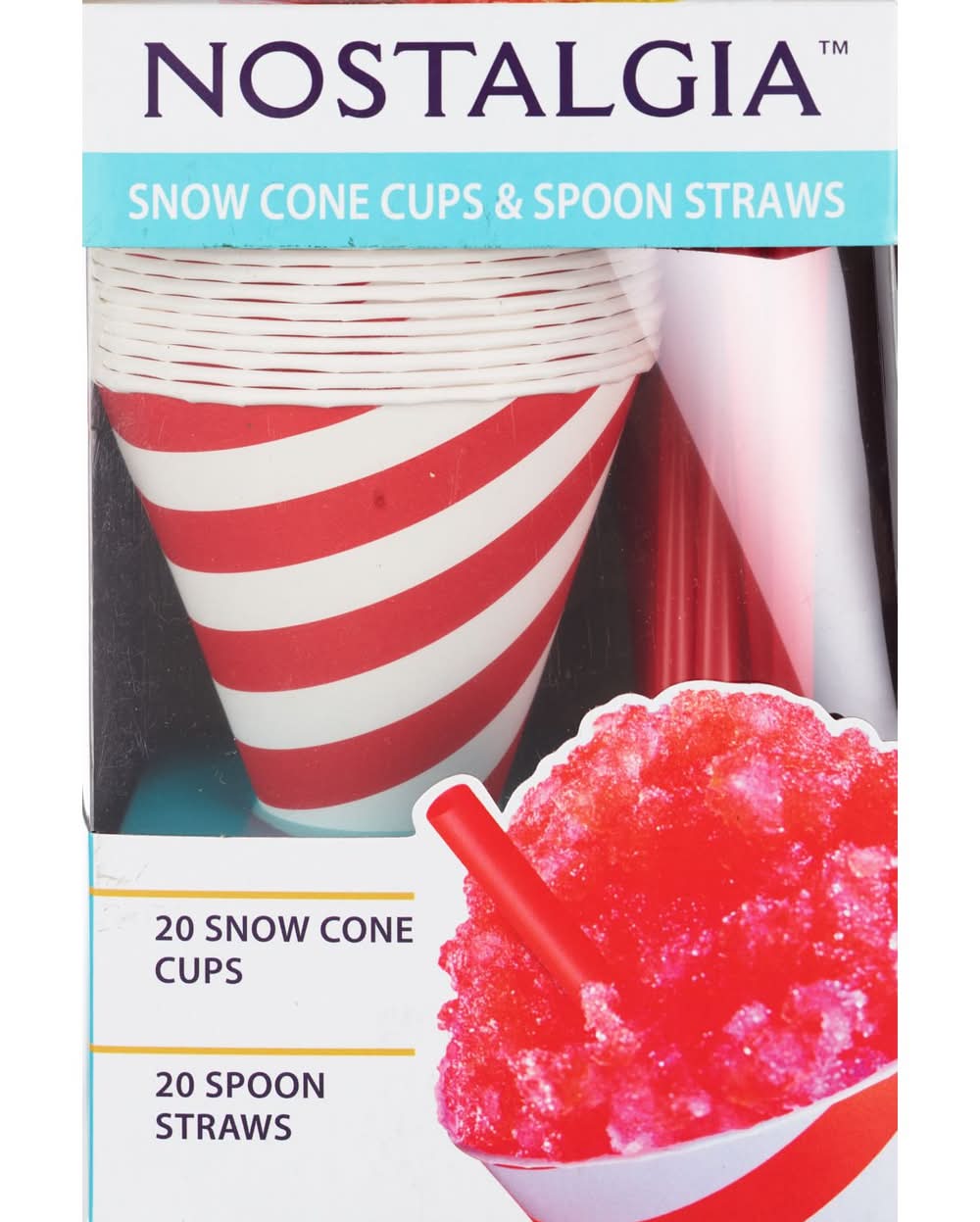 Nostalgia Snow Cone Cups & Spoon Straws (40 ct)