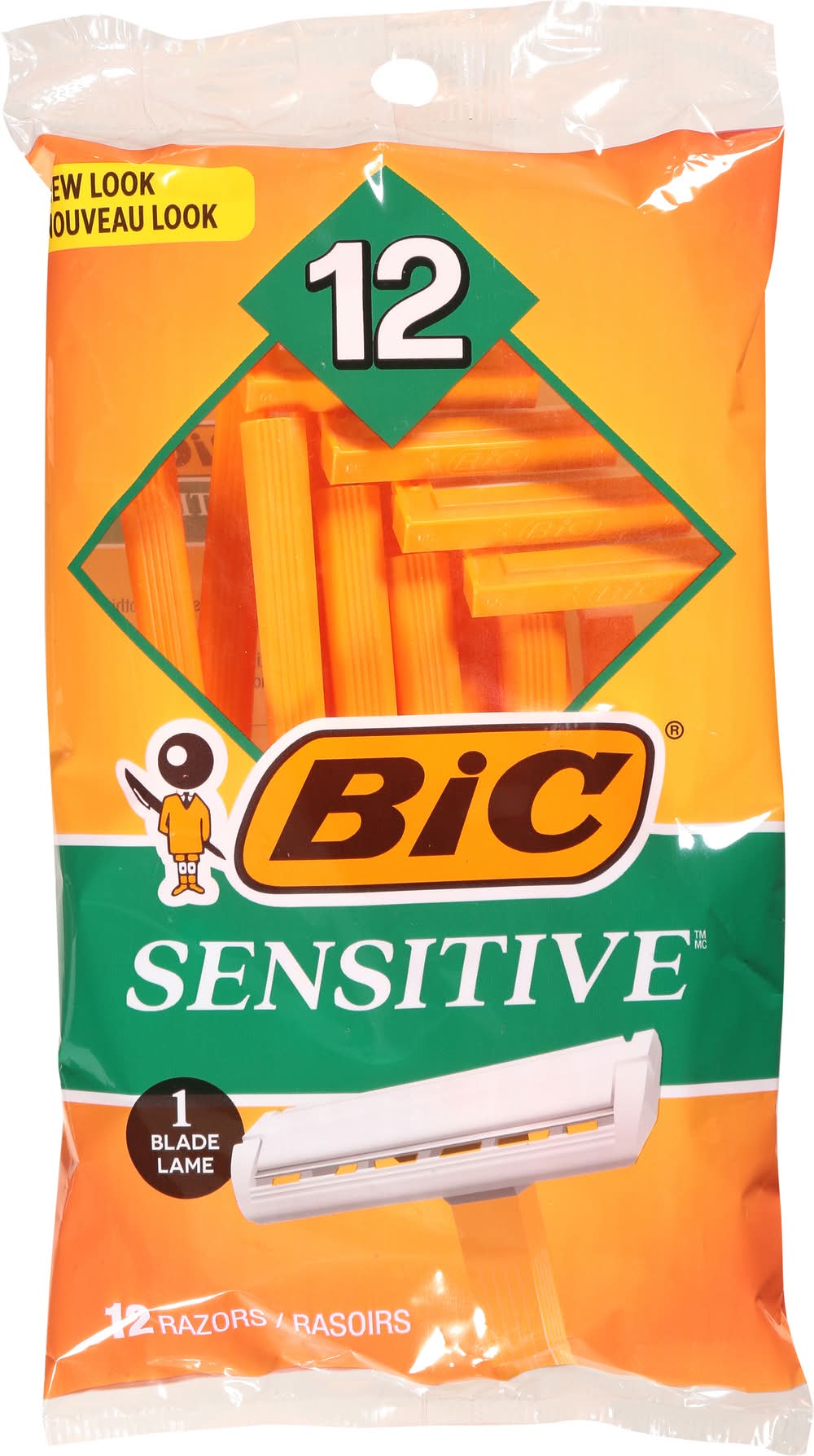 BiC Sensitive Single Blade Disposable Razors, Orange (12 ct)