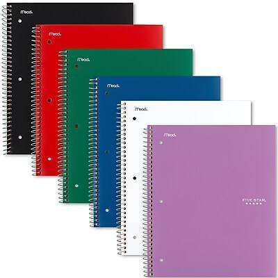 Five Star 3-Subject Notebooks, 8.5 x 11, College Ruled, 150 Sheets, Each (06050/06210)