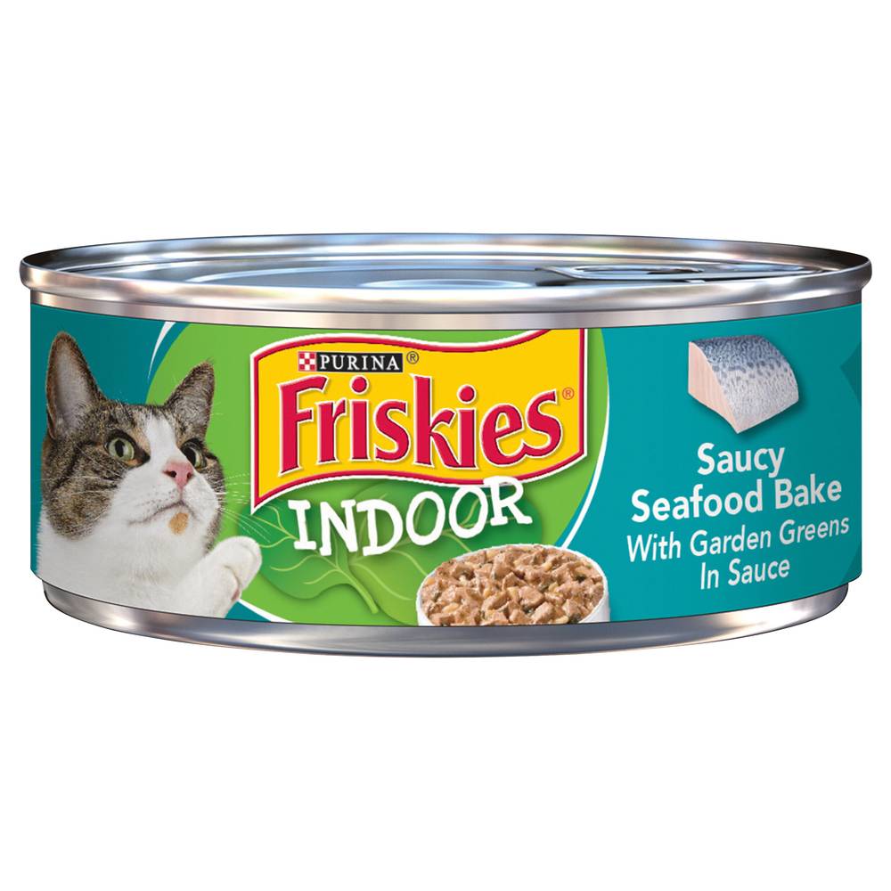 Friskies Purina Indoor Meaty Bits Saucy Seafood Bake in Sauce Wet Cat Food (5.5 oz)