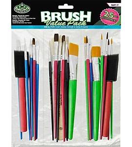 Royal & Langnickel Value Pack Short Handle Assorted Brushes, 25/Pack (RART-17)