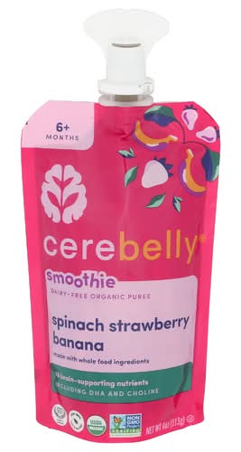 Cerebelly Inc Organic Spinach Strawberry Banana Smoothie Baby Food Pouch