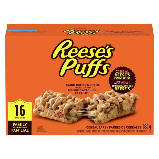 Reese Puffs Peanut Butter & Cocoa Cereal Bars (16 units)