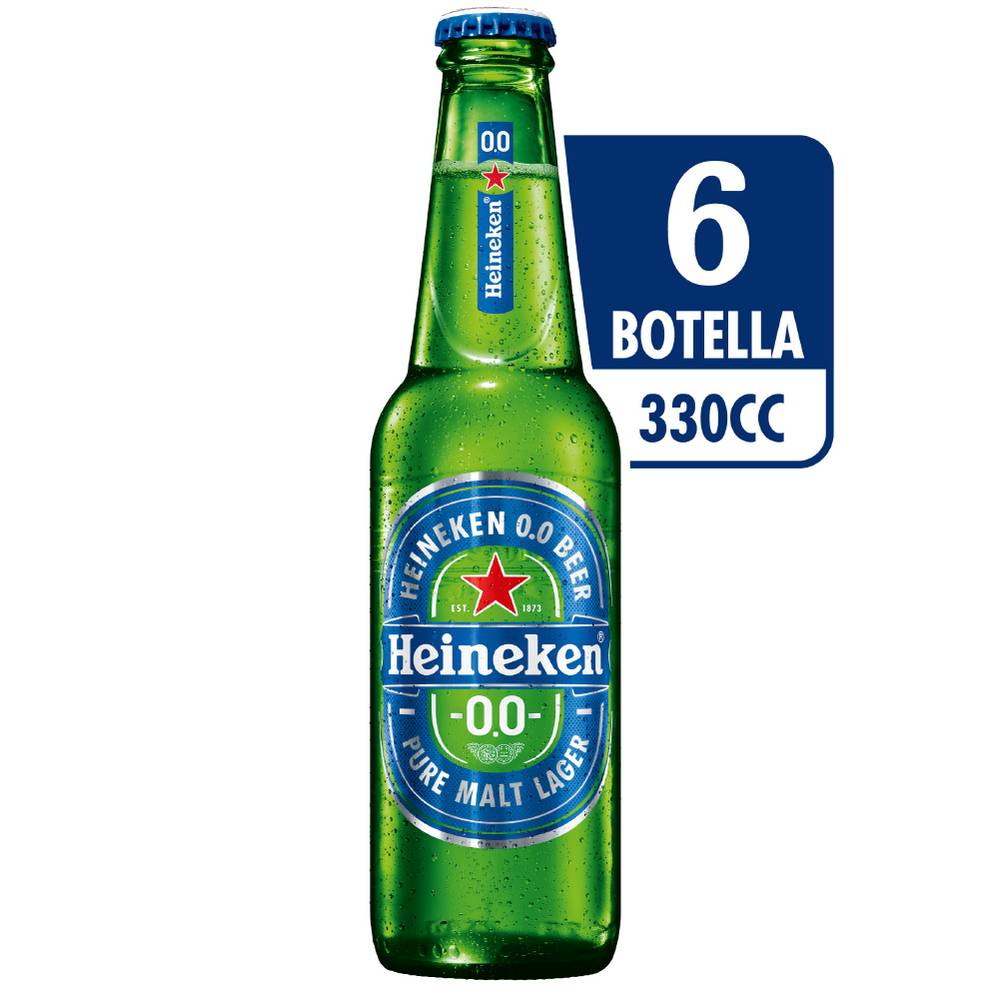 Heineken pack cerveza lager sin alcohol (6 pack, 330 ml)