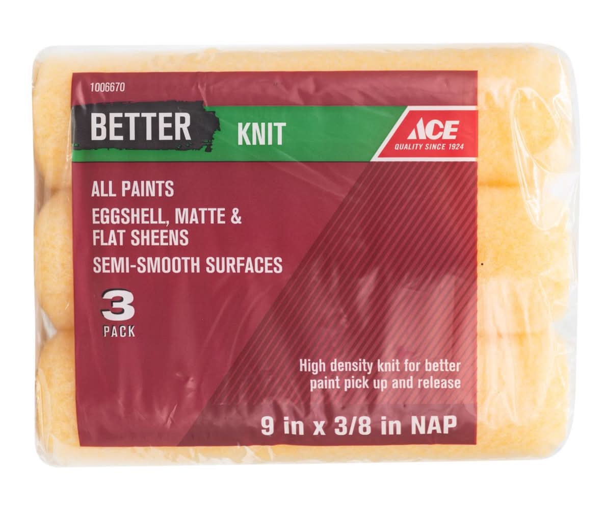 ACE Better Knit 9 In. W X 3/8 In. Paint Roller Cover 3 Pk