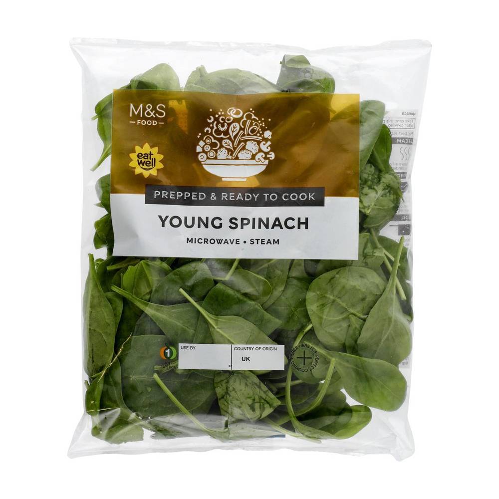 M&S Young Spinach Washed & Ready to Cook (80gr)