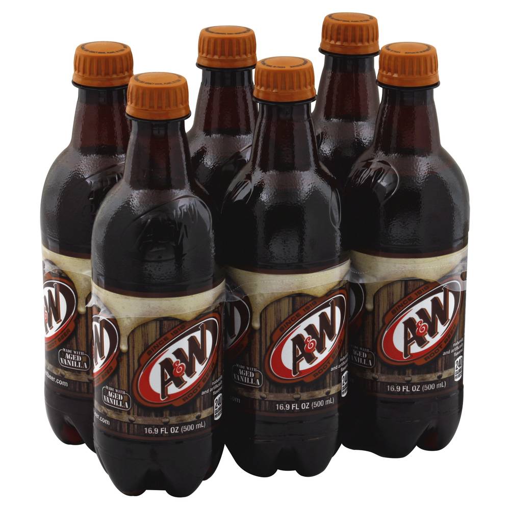 A&W Root Beer Soda (6 ct, 16.9 fl oz)