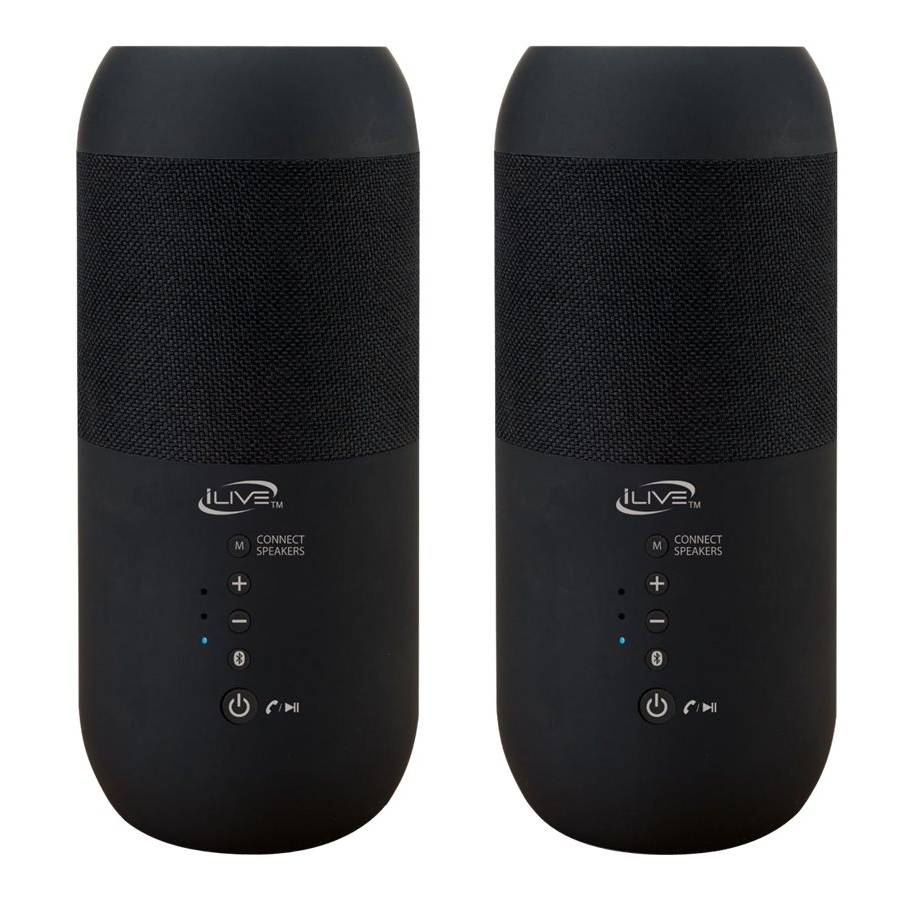 iLive Outdoor Waterproof Bluetooth Wireless Speakers With Removable Stakes, Black (2 ct)