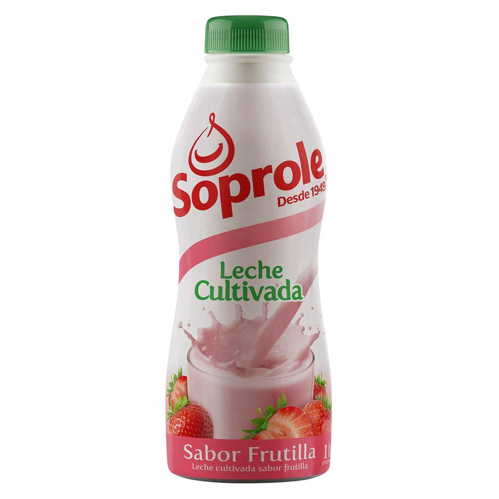 Soprole leche cultivada sabor frutilla (botella 1 l)