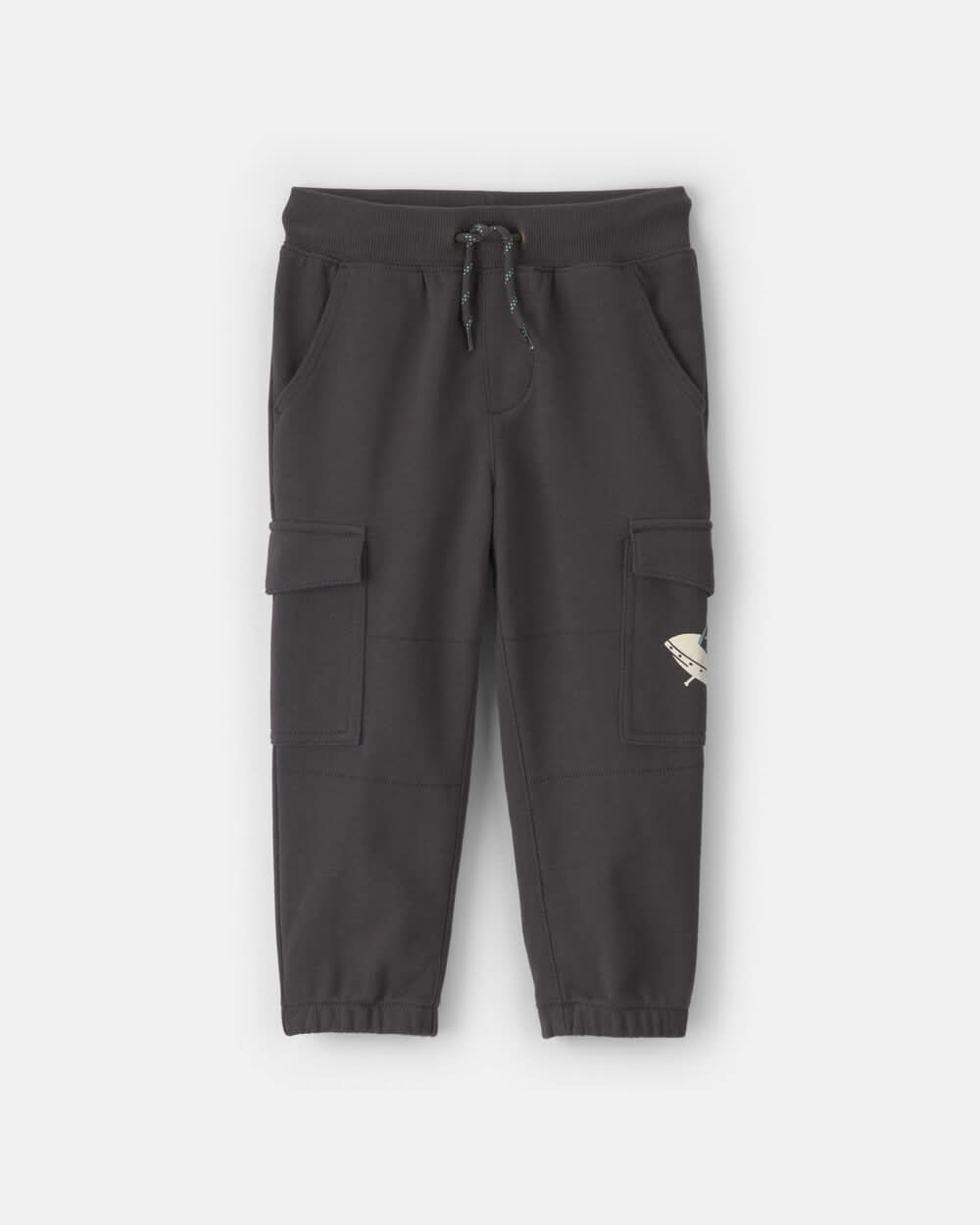 Toddler Boy Glow-in-the-dark French Terry Cargo Joggers - Black - 4T