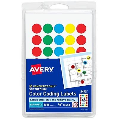 Avery See-Through Removable Color Coding Labels, Multicolor (29 ct)