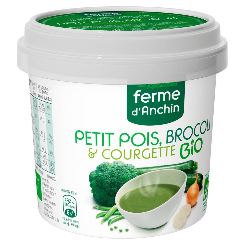 Les Recettes Ferme d'Anchin - Bio petit pois, brocoli & courgette (300ml)