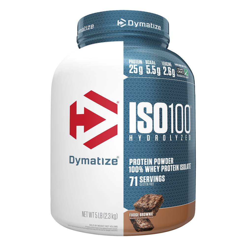 Dymatize Iso 100 Hydrolyzed Protein Powder (80 oz) (fudge brownie)