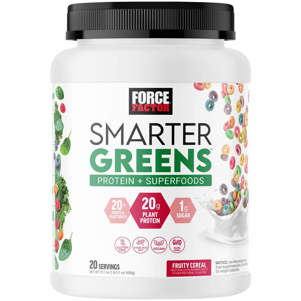 Smarter Greens Protein & Superfoods Powder - 20G Plant Protein - Fruity Cereal (20 Servings)