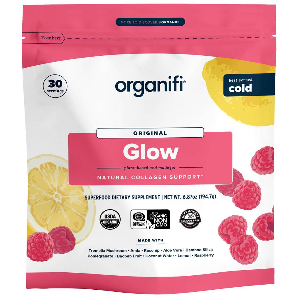 Glow Plant-Based Powder For Natural Collagen Support - Raspberry Lemonade (30 Servings)