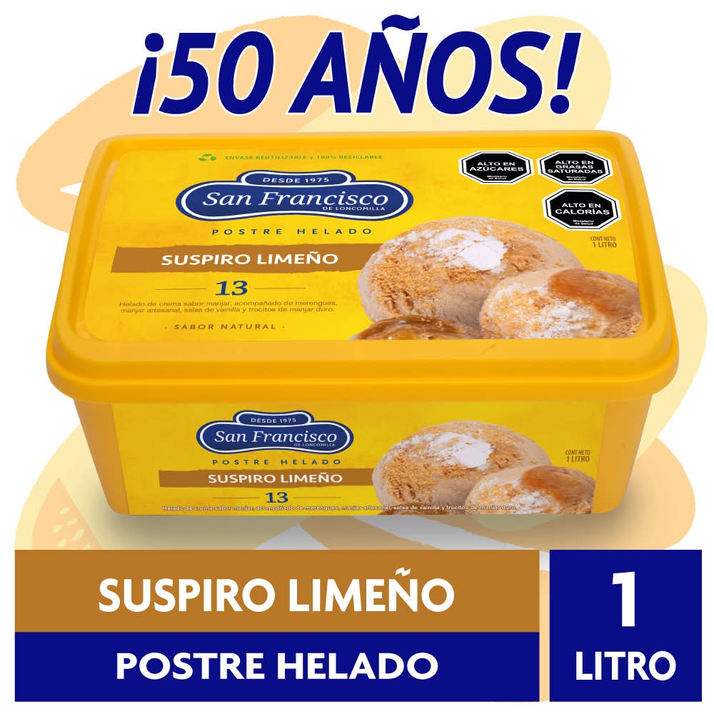 San Francisco de Loncomilla · Postre helado de crema de suspiro limeño - Manjar (1 L)