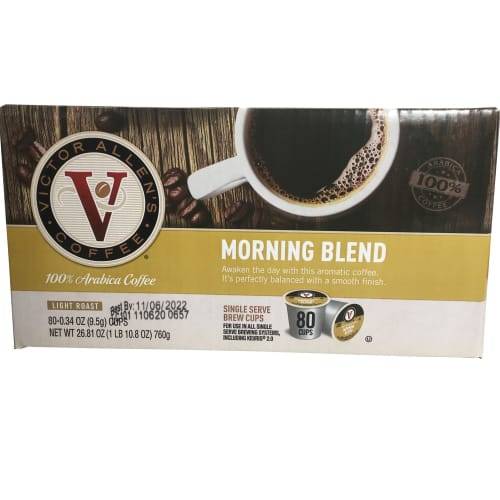 Victor Allen's Coffee Morning Blend Light Roast Coffee Cups (80 x 0.3 oz)