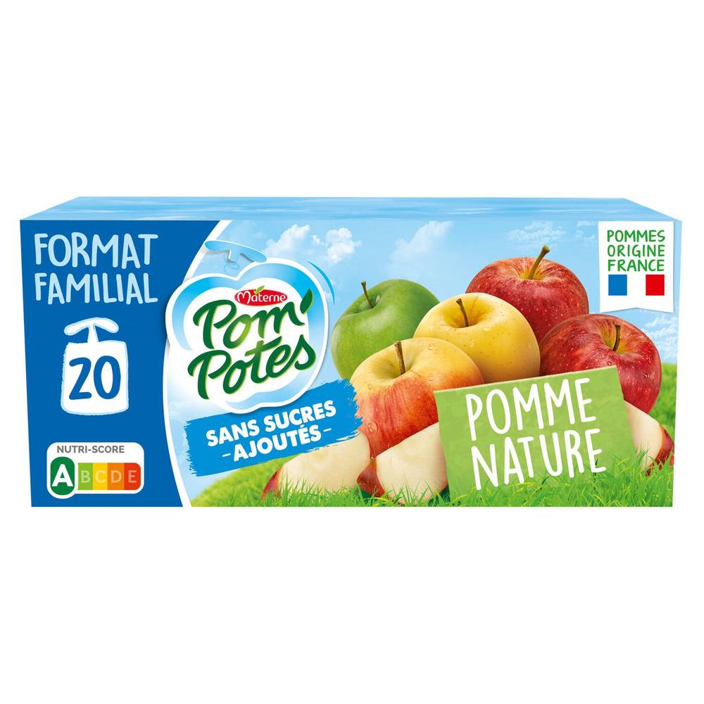Pom'potes - Compote pommes nature sans sucre ajoutés (20 pièces)