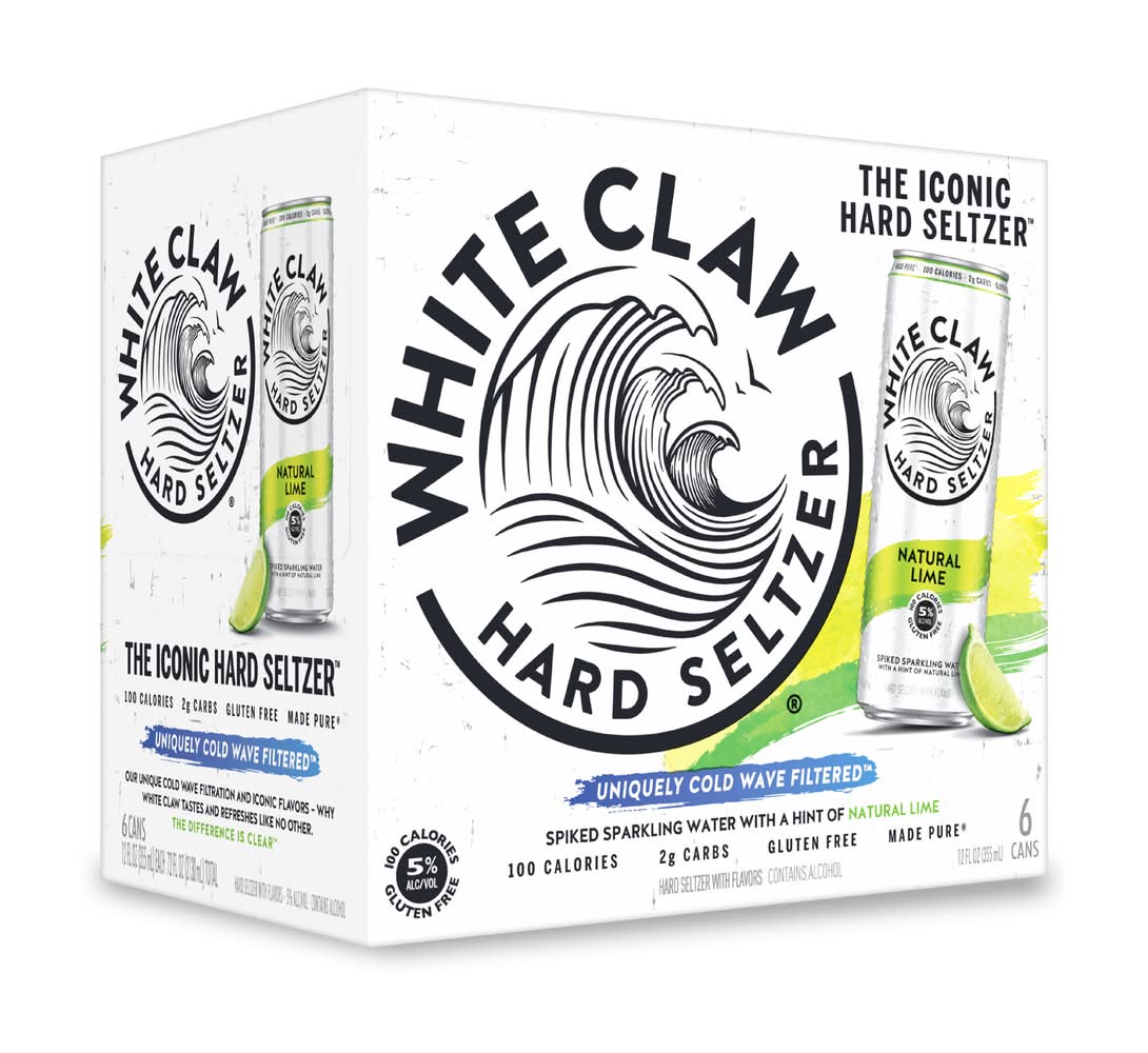 White Claw Hard Seltzer Spiked Sparkling Water, Natural Lime (6 x 12 fl oz)