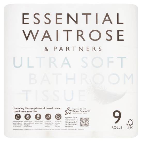 Essential Waitrose & Partners Ultra Soft Bathroom Tissue (9 ct)