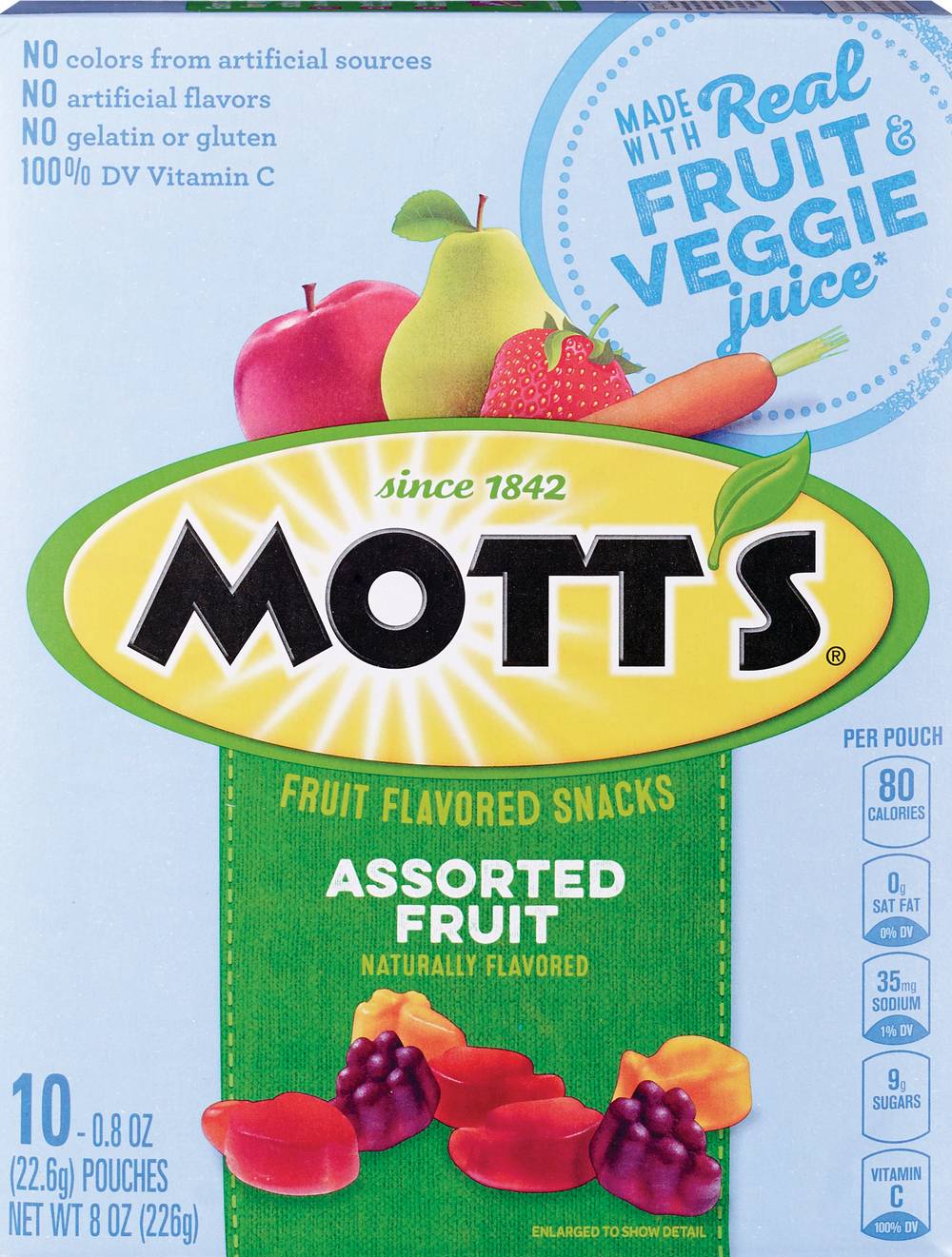 Mott'S Fruit Flavored Snacks, Assorted Fruits, 10 Ct