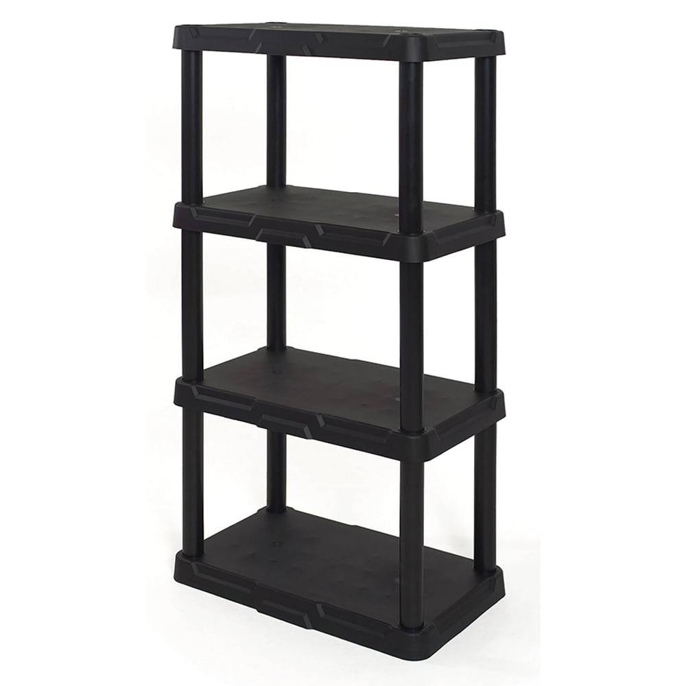 Project Source Plastic 4-Tier Utility Shelving Unit (22-in W x 14.25-in D x 48-in H) Black, (50-lb Capacity Per Shelf) | 339942