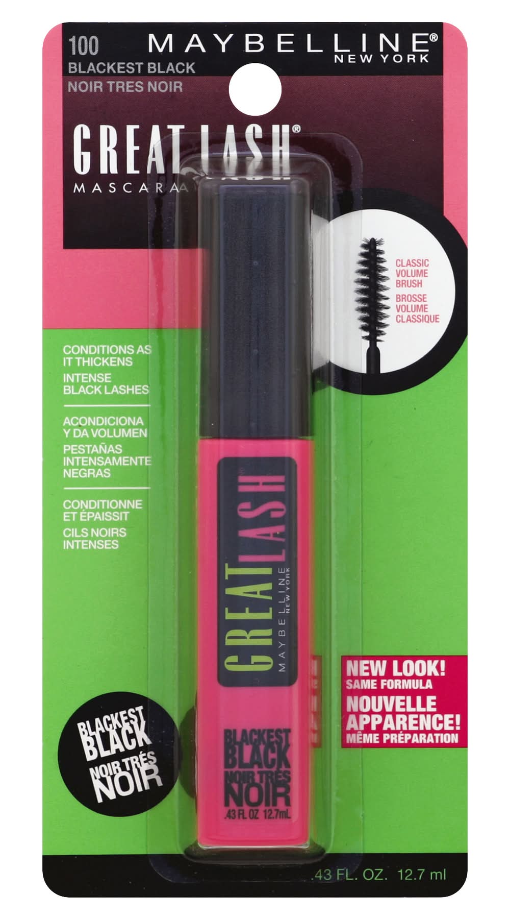 Maybelline Great Lash Waterproof Blackest Black 100 Mascara (12.7 ml)