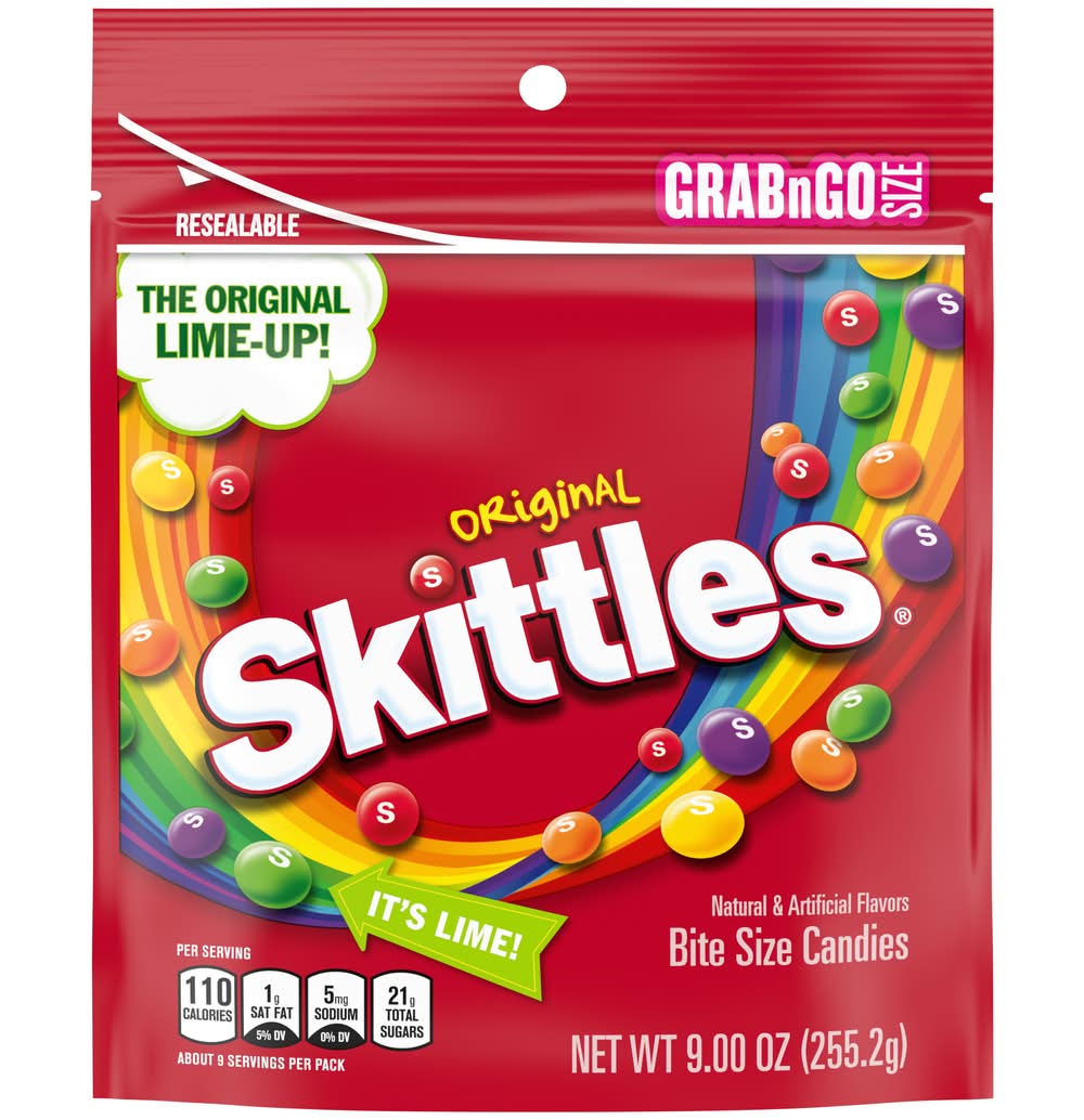 Skittles Bite Size Original Candies, Strawberry Lemon Lime Orange Grape (9 oz)