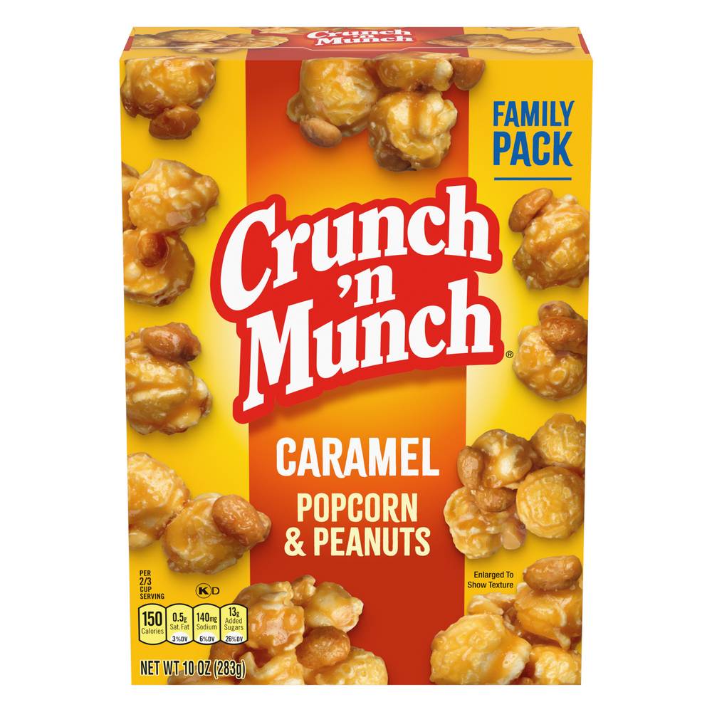 Crunch 'n Munch Family pack Popcorn and Peanuts, Caramel (10 oz)