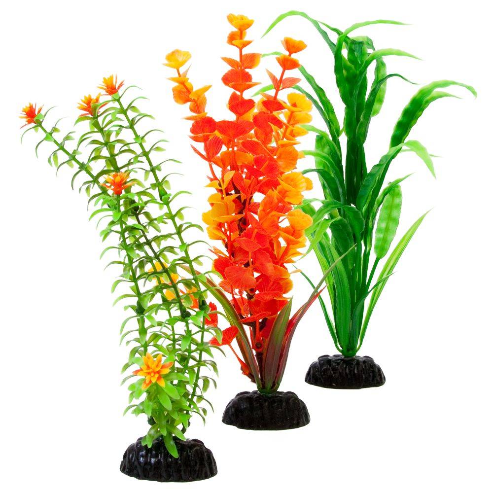 Top Fin Artificial Skinny Aquarium Plants, Assorted (3 ct)