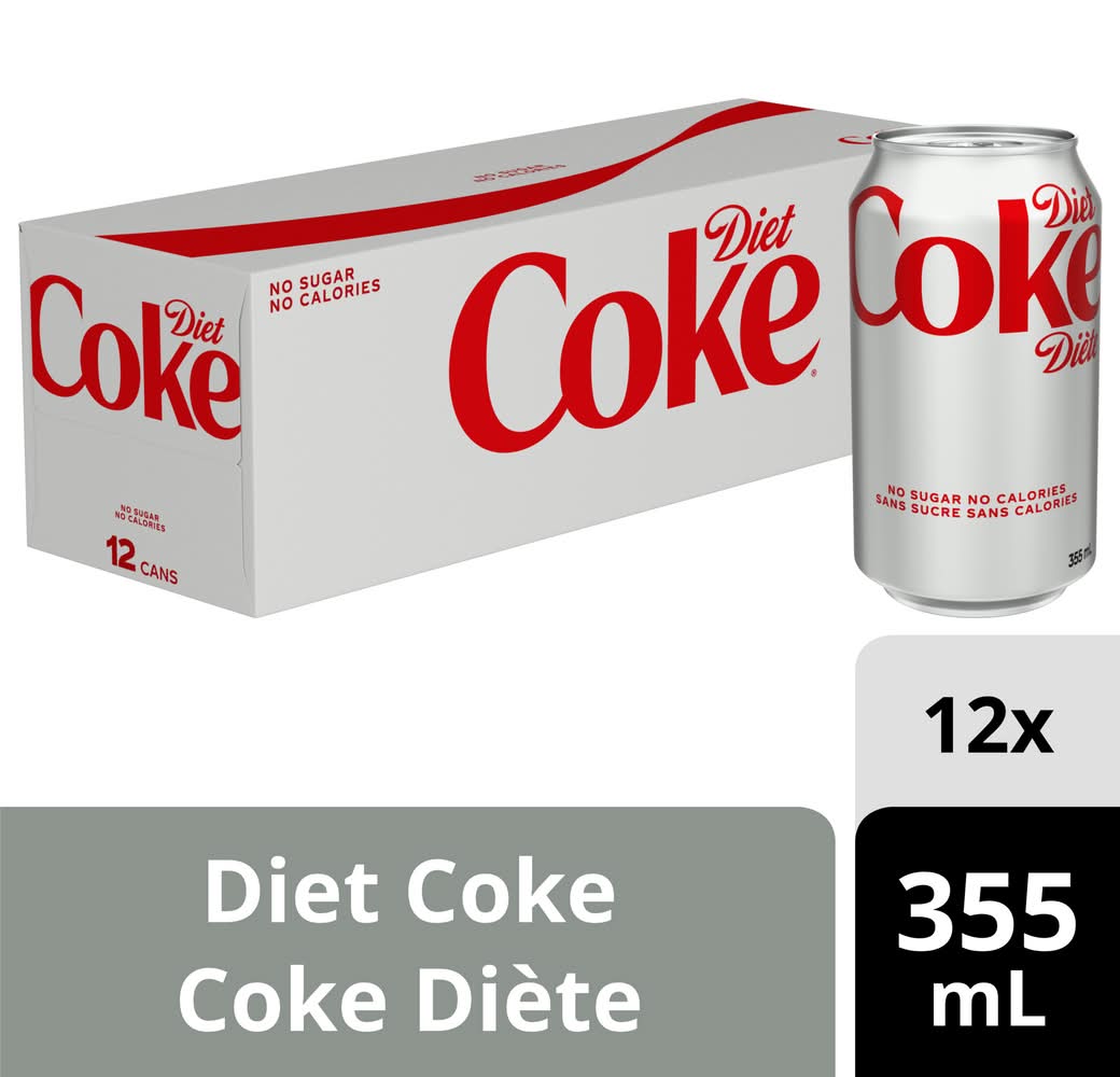 Diet Coke No Sugar Soda (12 x 29.58 ml)
