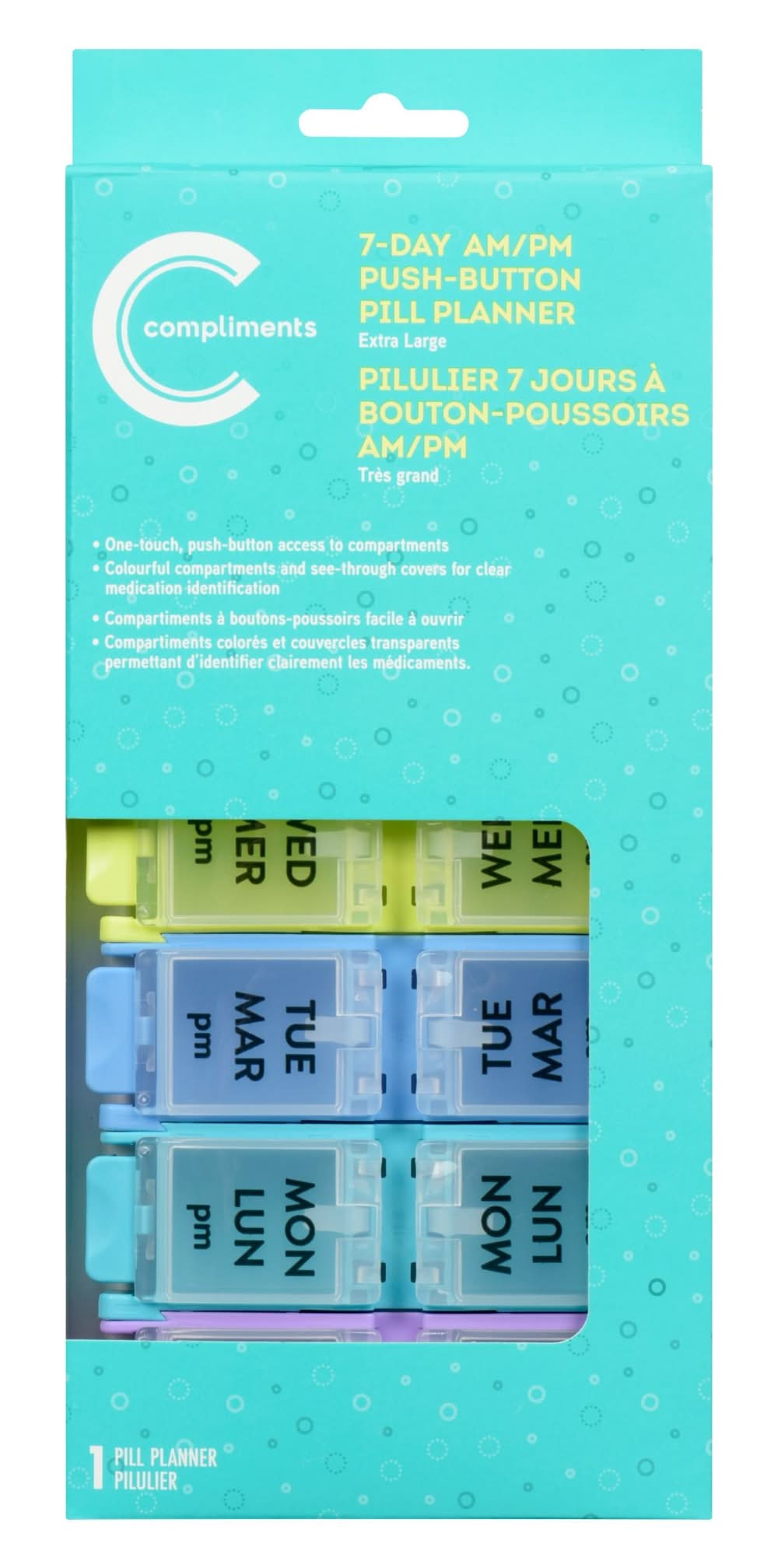 Compliments Push Button 7 Day Pill Reminder