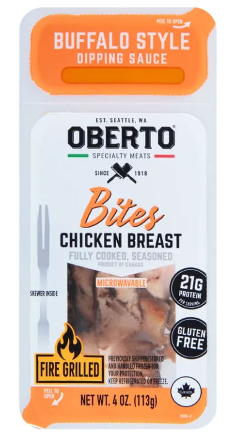 Oberto Chicken Breast Bites Buffalo Style Dipping Sauce Fire Grilled