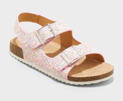 Toddler Girls' Reagan Footbed Sandals - Cat & Jack™ 11T: Hook and Loop, Contoured Footbed, Open Toe