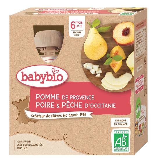 Gourde Pomme, Poire & Pêche Babybio 4x90g