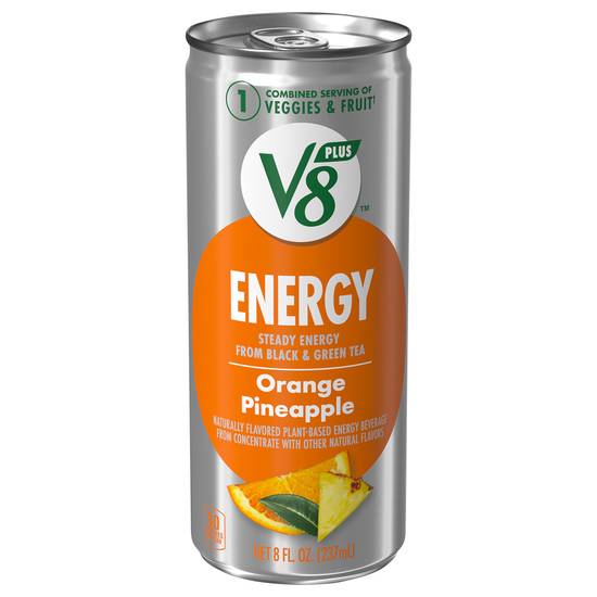 V8 Healthy Energy Drink Natural Energy From Tea Orange Pineapple (8oz bottle)