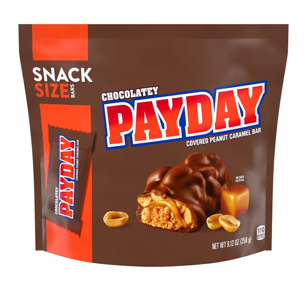 PayDay Chocolatey Covered Peanut Caramel Candy Bars Snack Size (9.12 oz)
