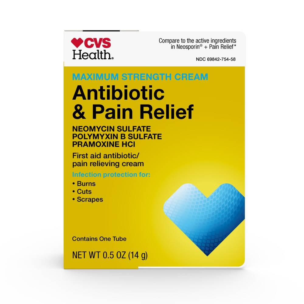 Cvs Health Maximum Strength Antibiotic & Pain Relief Cream, .5 Oz