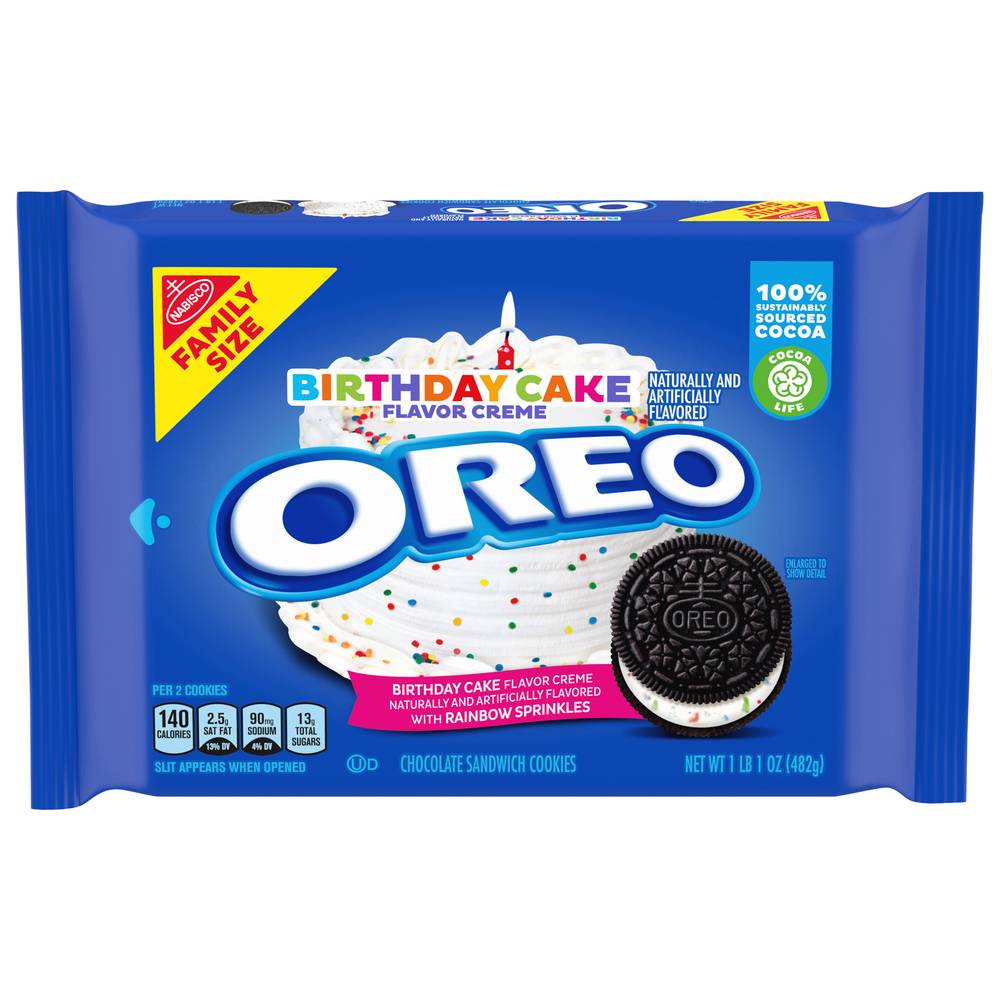 Oreo Birthday Cake Flavor Creme Chocolate Sandwich Cookies