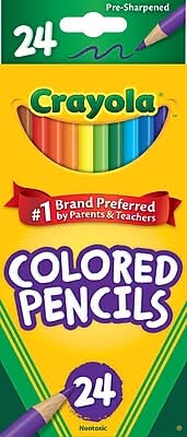 Crayola Kids' Colored Pencils, Assorted Colors, 24/Box (68-4024)