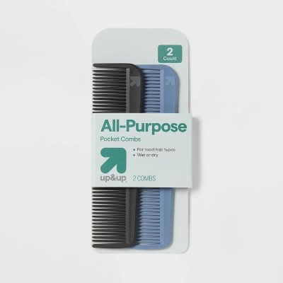 up&up All-Purpose Pocket Styling Combs, Blue-Black (2 ct)