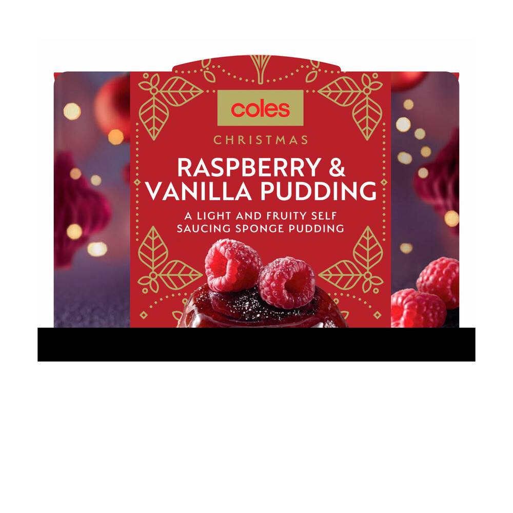 Coles Christmas Raspberry & Vanilla Pudding