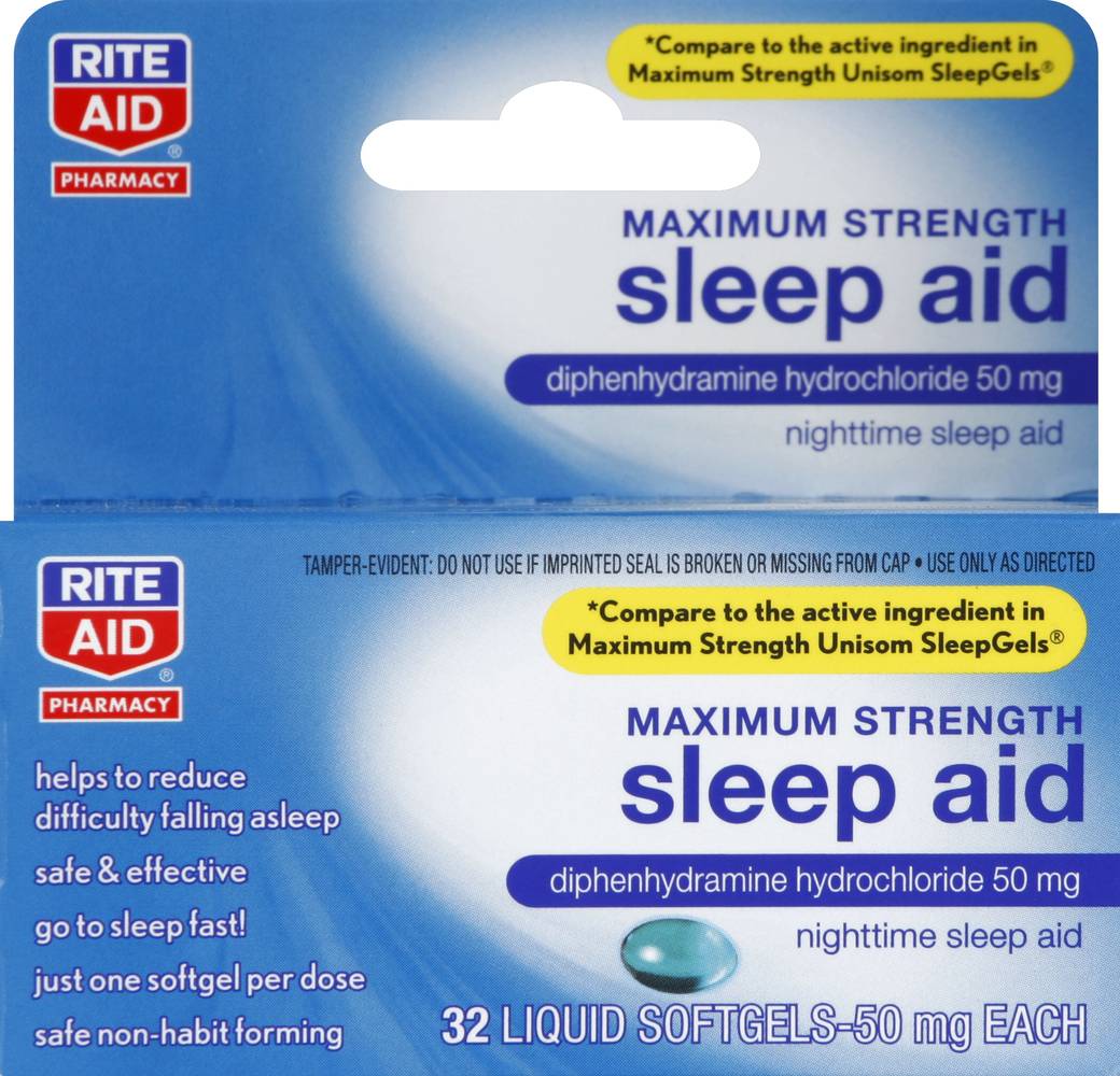 Rite Aid Pharmacy Maximum Strength Sleep Aid 50 mg Liquid Softgels (32 ct)