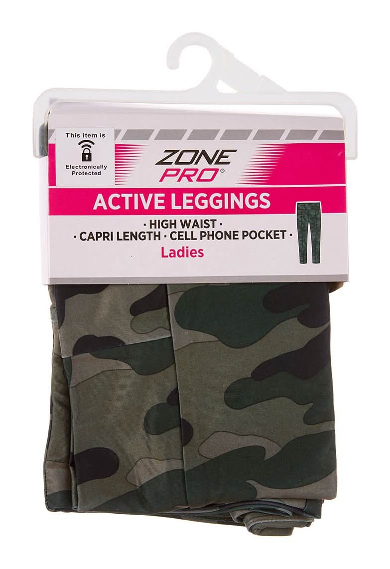 Zone Pro Ladies Active Leggings Capri Length Camo Size 2x