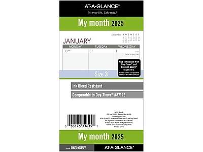 AT-A-GLANCE 2025 Monthly Planner Refill, Size 3