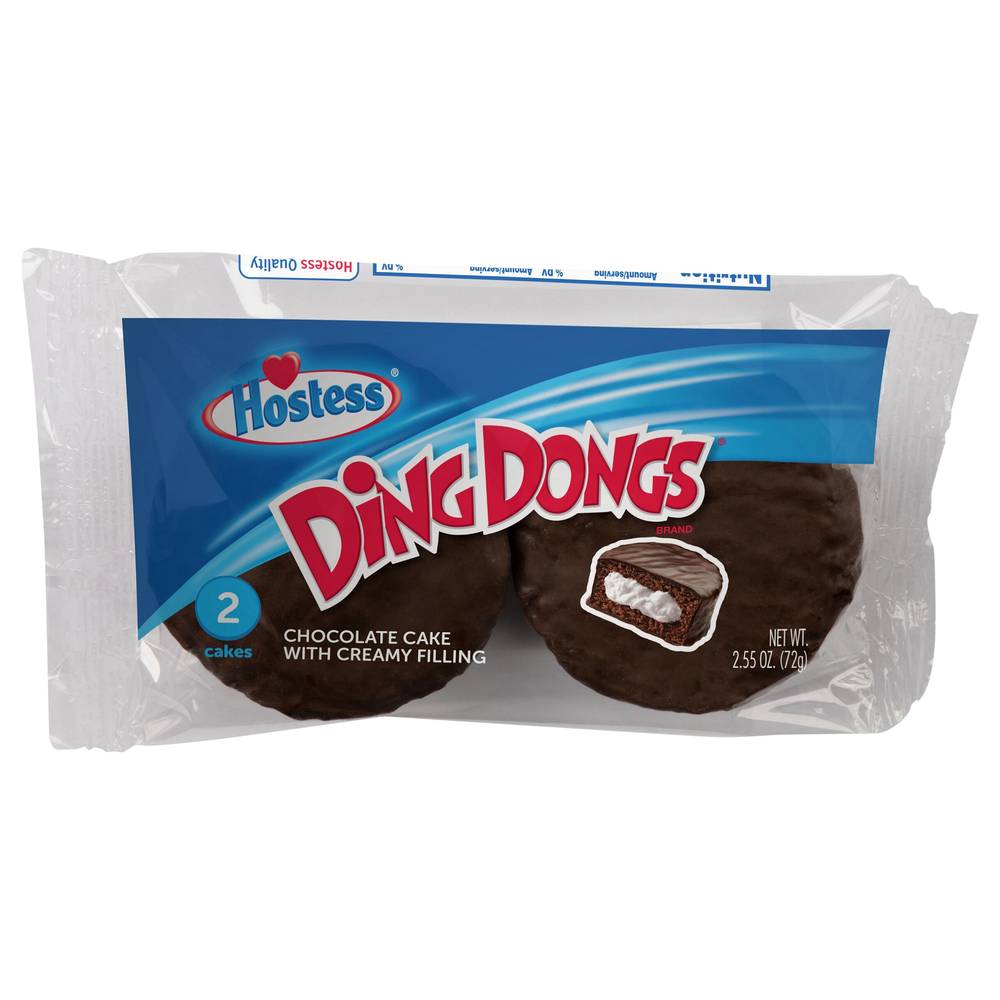 Hostess Ding Dongs Cake With Creamy Filling, Chocolate (2.55 oz, 2 ct)