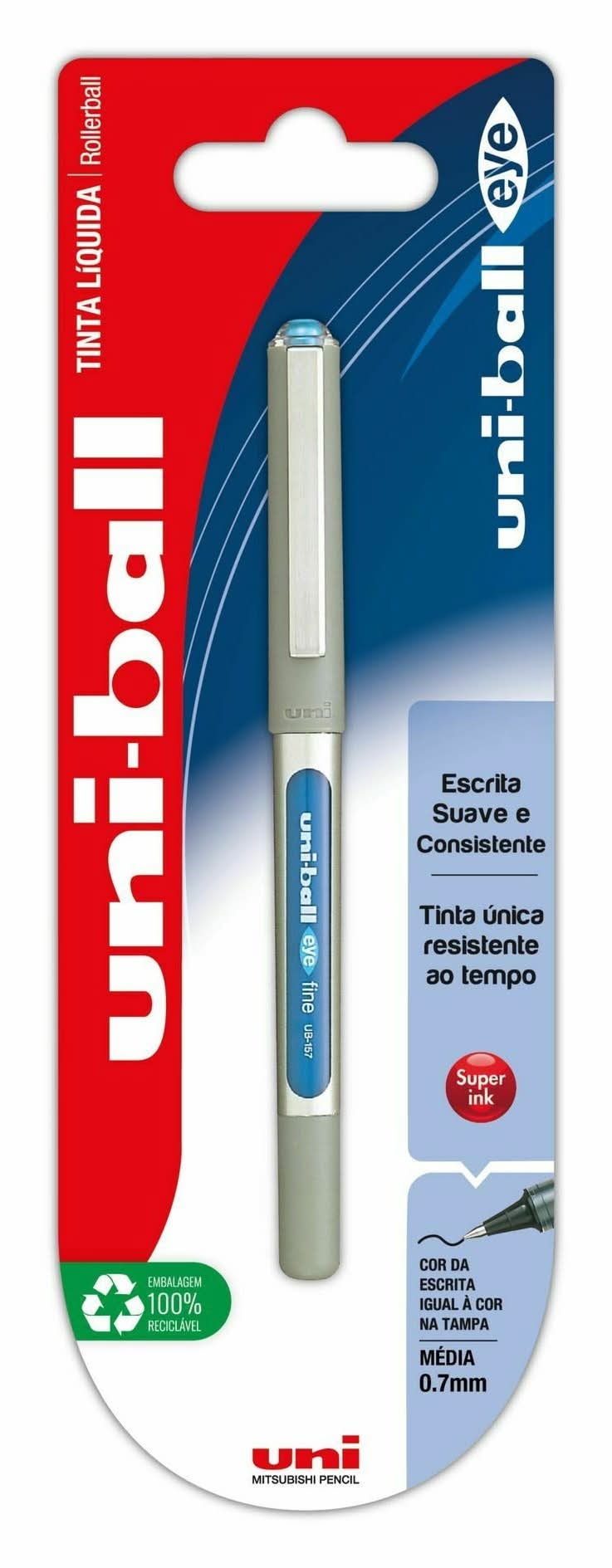 Esferográfica Roller Uni Eye Fine Ub157 Azul Claro