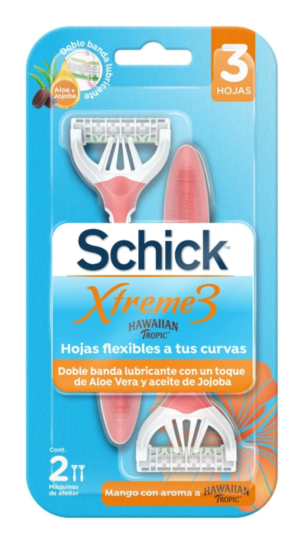 Schick · Xtreme 3 máquina de afeitar desechable - Hawaiian Tropic (2 un)